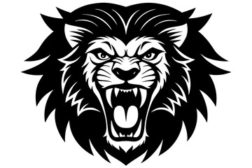 Obraz premium angry Lion head silhouette vector illustration