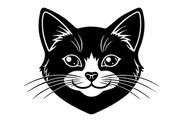  loving cat head silhouette vector illustration
