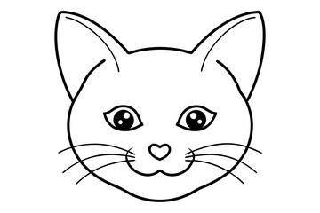  loving cat head line art vector illustration