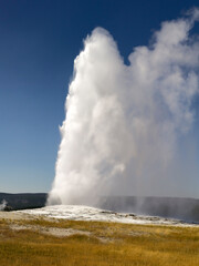 Old Faithful Erupts in the Fall