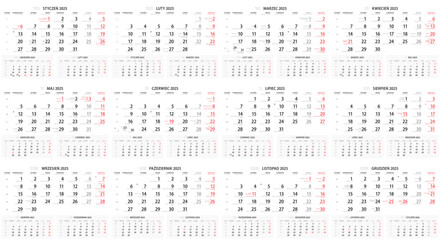 Kalendarium jednodzielne 2025