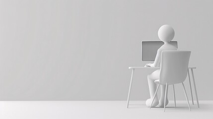 Minimalist Office Life: A Figure at Work