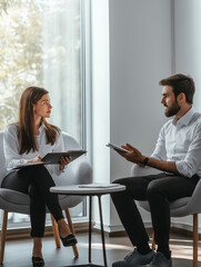 Professional dialogue in modern offices fosters effective collaboration and success