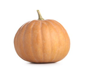 Raw pumpkin for Halloween celebration on white background