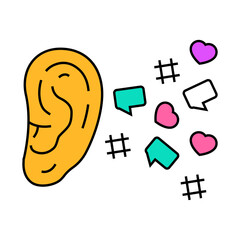 social listening media line icon vector. social listening media sign. isolated symbol illustration