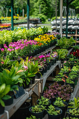 Fototapeta premium plants in pots available for purchase at the local garden center