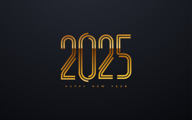 2025 Happy New Year Greeting Card Design. Vector Illustration With Golden 2025 Sign.