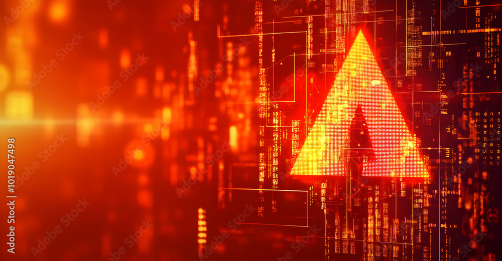 Poster creative red security alert on blurry backdrop. fraud and danger concept designs. 3d rendering desig