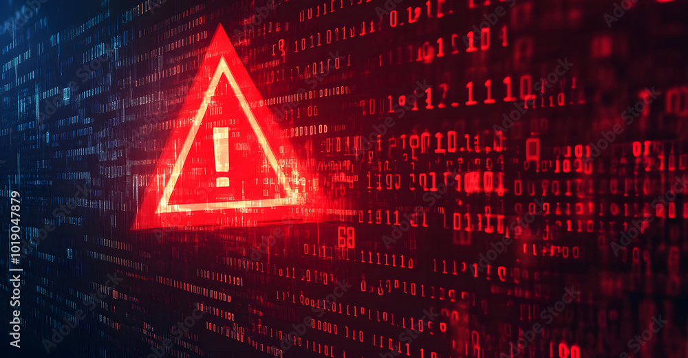 Poster creative red security alert on blurry backdrop. fraud and danger concept designs. 3d rendering desig