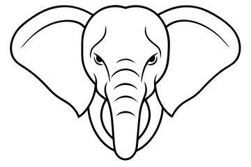 elephant head line art  isolated