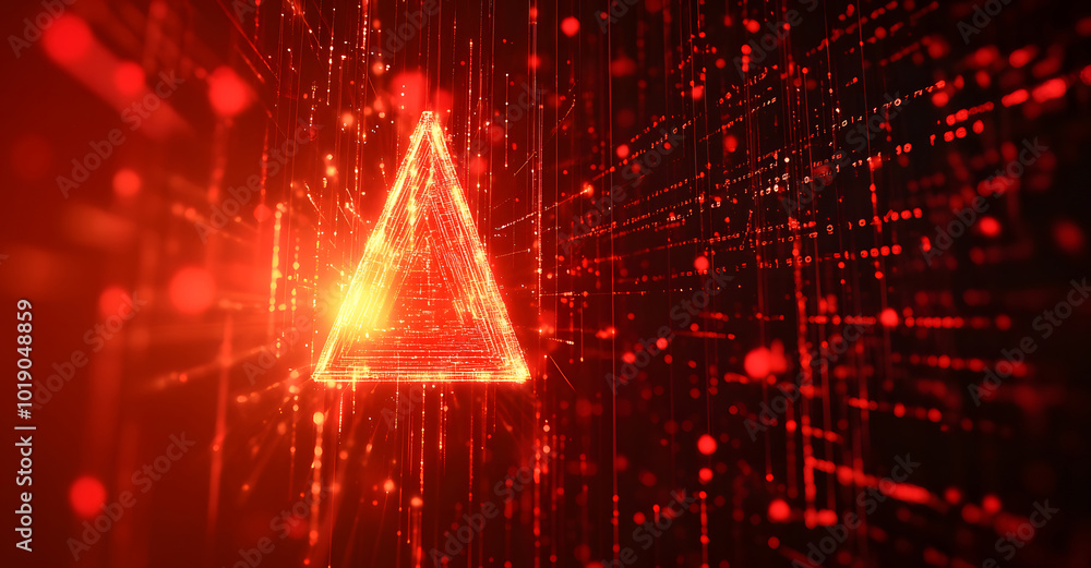 Poster creative red security alert on blurry backdrop. fraud and danger concept designs. 3d rendering desig