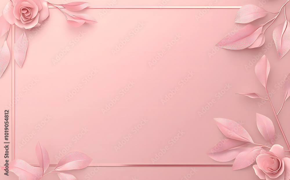 Poster pink metallic background with a large space for text design, featuring elegant design elements like 
