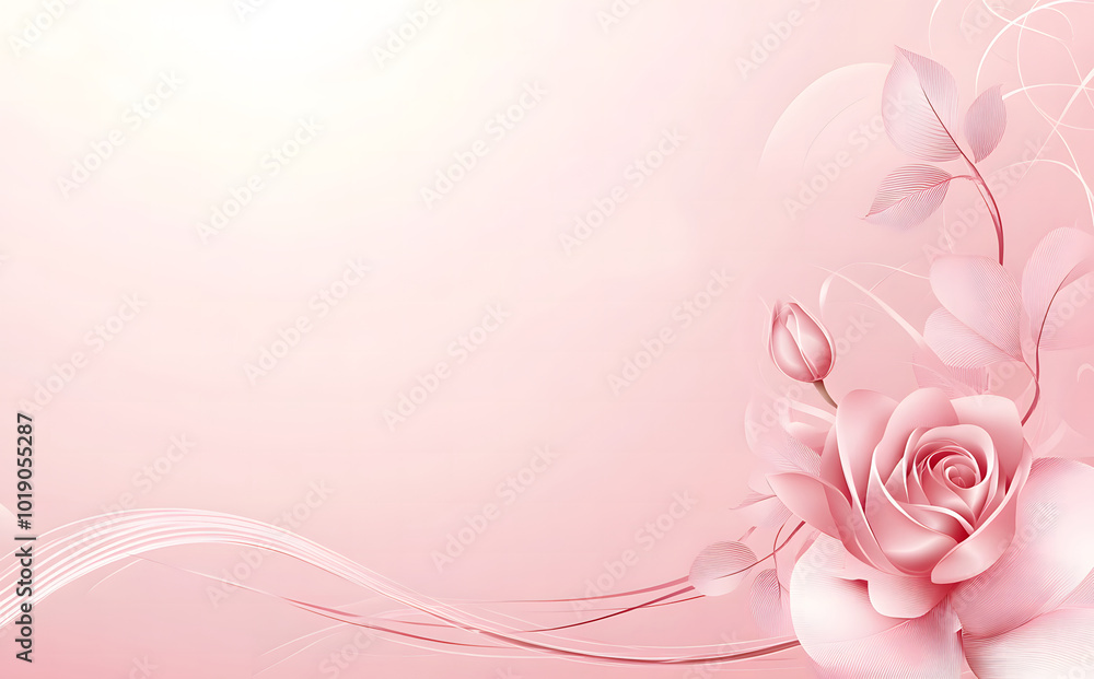Poster pink metallic background with a large space for text design, featuring elegant design elements like 