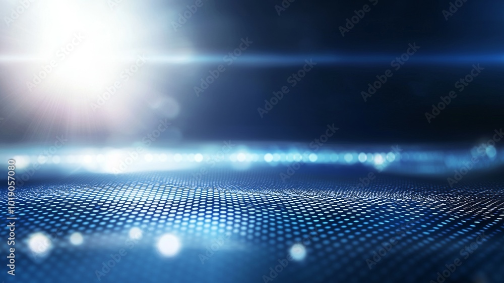 Poster abstract blue background with light reflections and dots creating a digital atmosphere