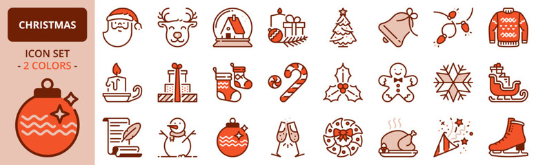Icons about Christmas. Holidays events.