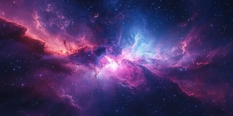 Fototapeta premium A cosmic nebula with vibrant pink, blue and purple hues.