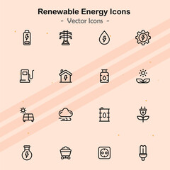 Icons illustrating additional elements of sustainable energy solutions.