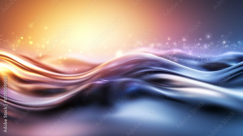 Aufkleber elegant waves of shimmering light at dawn creating a mesmerizing gradient of colors in tranquil wate