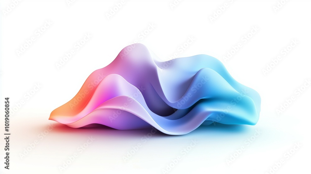Poster abstract swirling fabric in soft pastel colors against a white background, creating a serene and mod