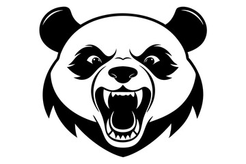 angry Panda head silhouette vector illustration