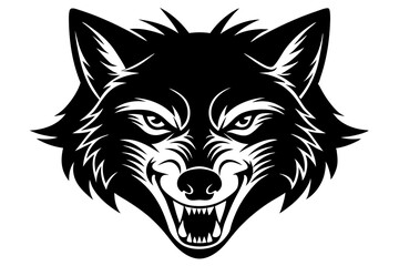 angry Wolf head silhouette vector illustration