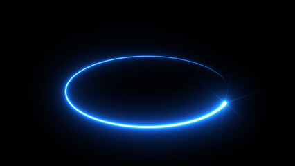 Ray of blue light tracing the movement. Circular shape.