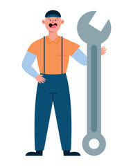 mechanic worker with wrench tool