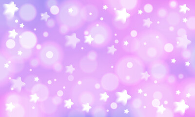 Purple bokeh background featuring a gradient with a soft stars. Stock vector illustration in realistic style.