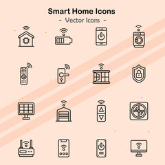 Icons representing themes related to smart home technology and devices.