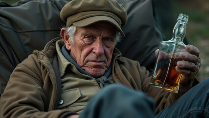 Obraz premium Old Man Drinking Whiskey