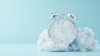 Surreal alarm clock on clouds design for dreamy time-themed decor