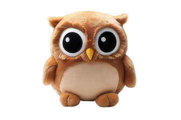 Cute plush owl toy, soft fabric, transparent background