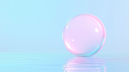Translucent sphere on calm water in pastel tones