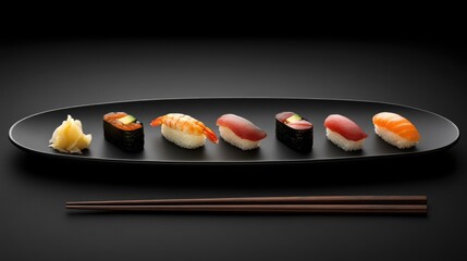 Elegant Sushi Platter with Fresh Ingredients and Chopsticks