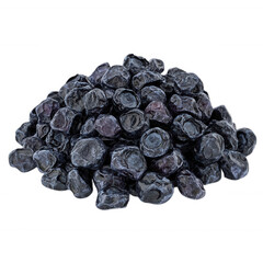 Dried blueberries pile, transparent background