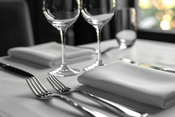 A sleek stainless steel cutlery set displayed on a table.