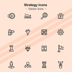 Icons showcasing additional aspects of strategic decision-making processes.