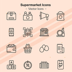 Icons showcasing additional aspects of supermarket services and goods.