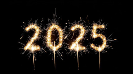 2025 New Year Celebration with Sparkler Numbers.