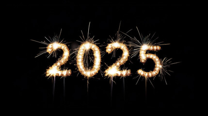 2025 New Year Celebration with Sparkler Numbers.