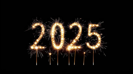 2025 New Year Celebration with Sparkler Numbers.