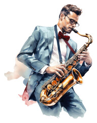 Naklejka premium PNG Saxophone glasses adult saxophonist.