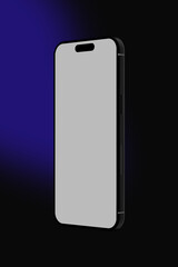 Realistic Smartphone Mockup on Black and Violet Background