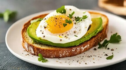 Delicious Avocado Toast with Egg for Breakfast