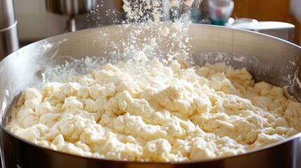 Fresh Dough Preparation in Industrial Kitchen Setting