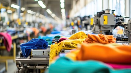 Fototapeta premium Colorful Fabrics in a Textile Manufacturing Facility