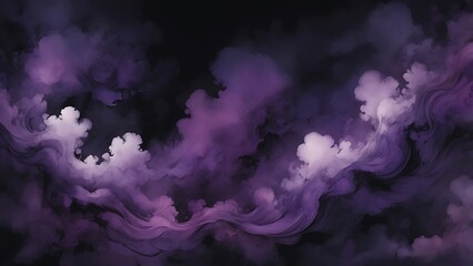 Fototapeta premium Abstract artistic image featuring vibrant purple and white clouds against a dark background creating a dramatic visual effect