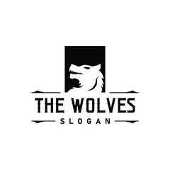 black silhouette design logo wolf wild animal simple illustration template