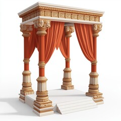 Fototapeta premium 3D Mandap Pillars Icon: Wedding Ceremony Decor Illustration Logo