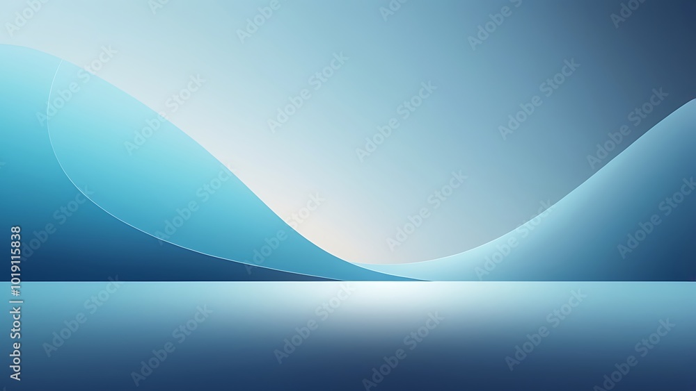 Poster abstract textured digital design illustration of a blue gradient wavy background with curves and wav